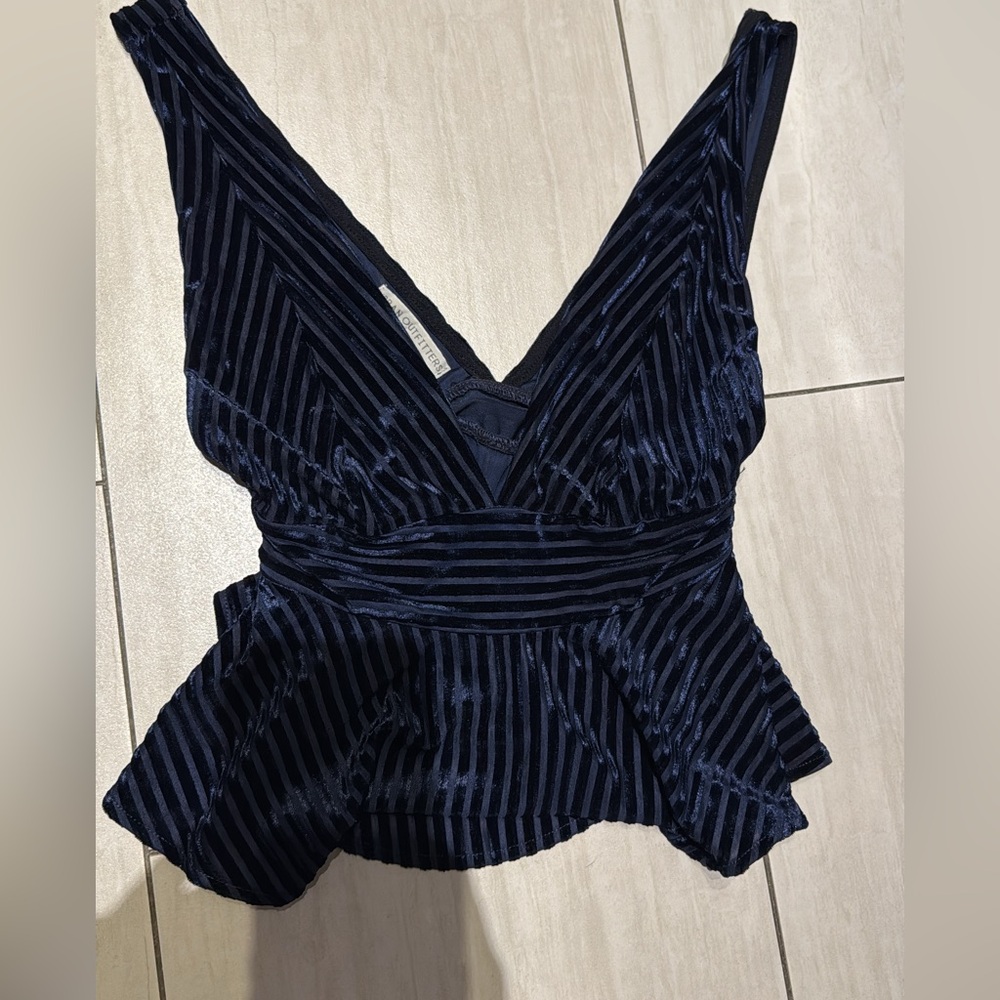 Urban outfitters blue velvet peplum top